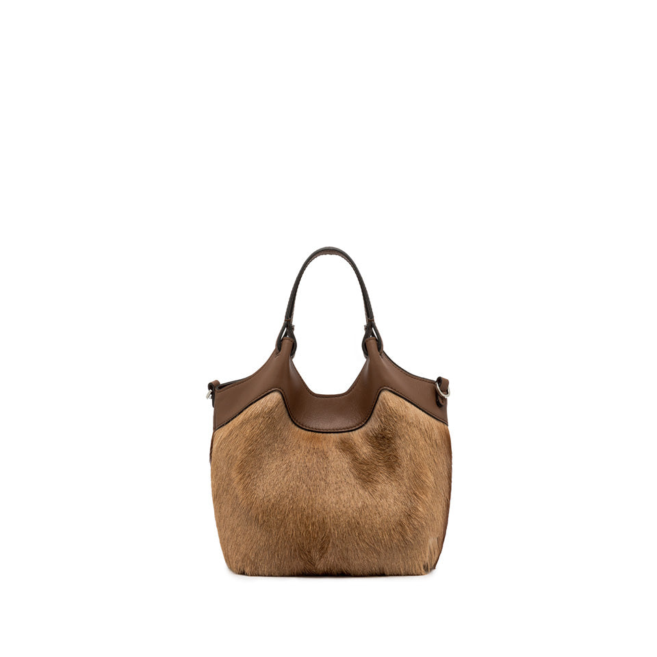 Gianni Chiarini Borsa Hobo in Pelle con Inserti Pelliccia