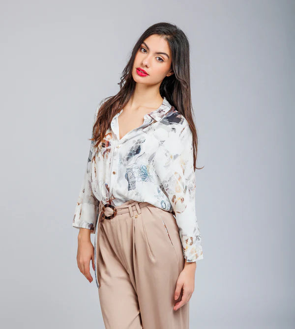 Camicia oversize Anekke con stampa artistica