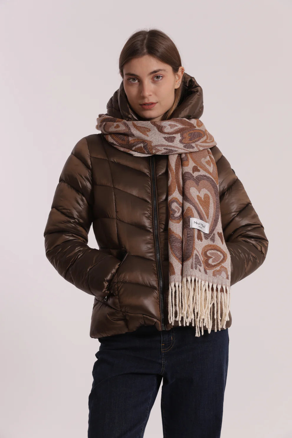 Sciarpa donna Mimi Mua con frange e fantasia romantica