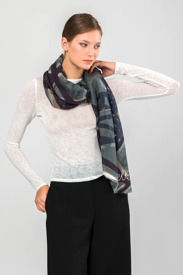Sciarpa Anekke rettangolare con fantasia geometrica
