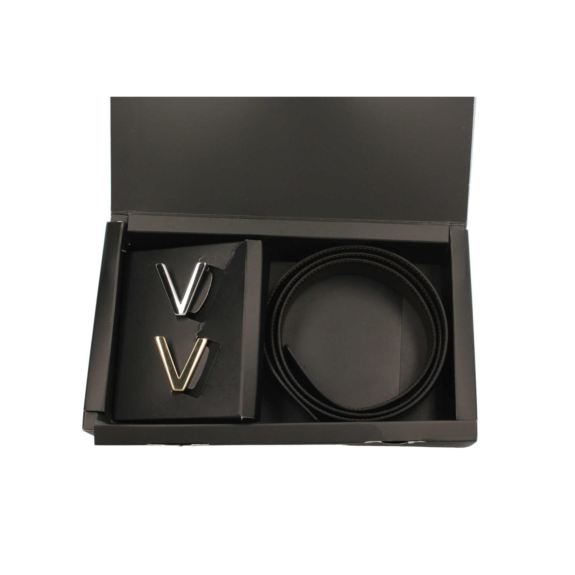 Cintura Classica Valentino con Logo V Metallico