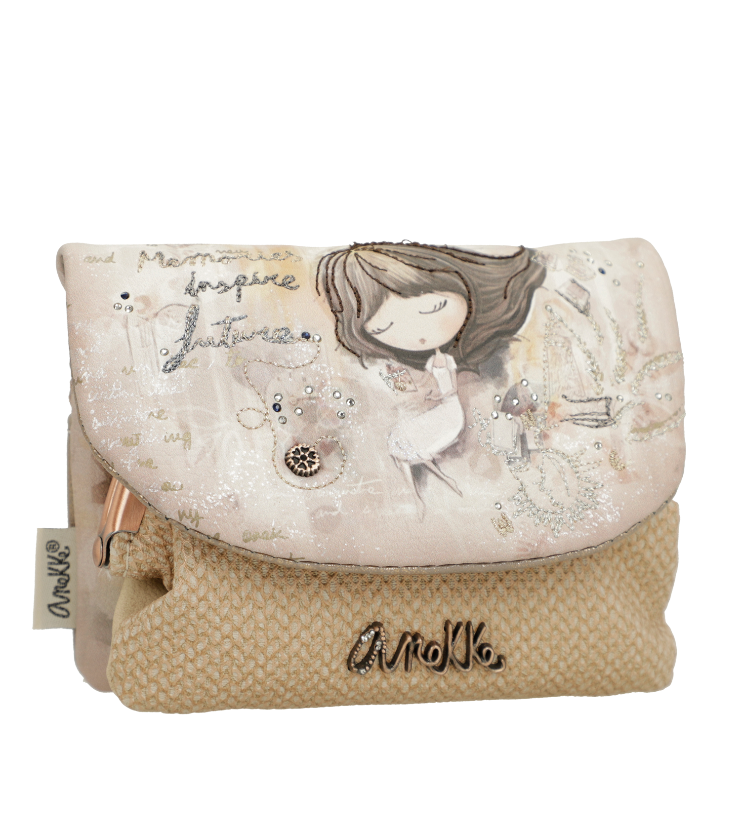 Portafoglio Anekke compatto con chiusura a patta e design romantico Beige TU | Giò Fashion