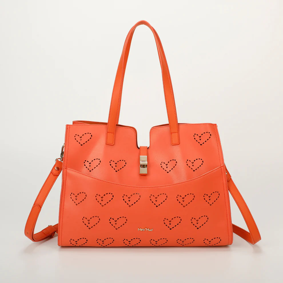 Mimi Mua borsa shopping con cuore traforato Arancione TU | Giò Fashion