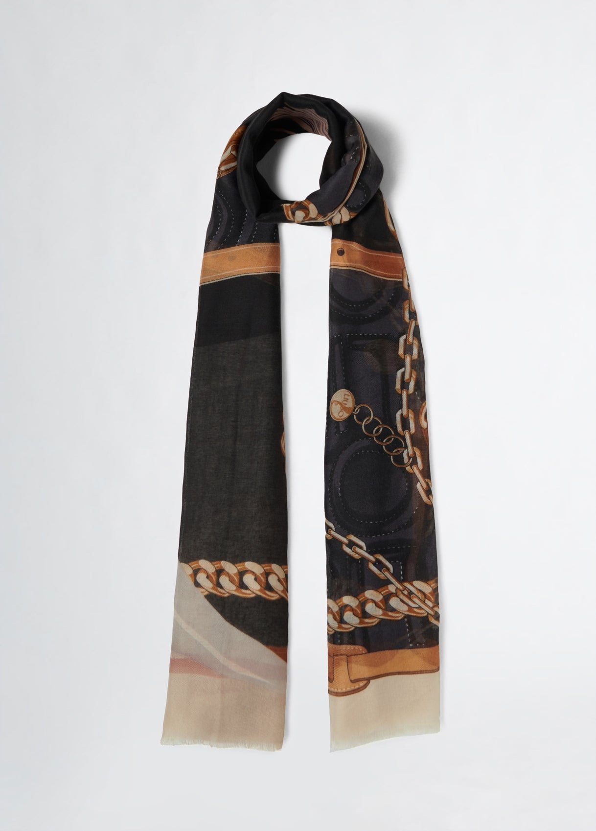 Foulard Donna Liu Jo con Motivo Catena e Design Elegante Nero TU | Giò Fashion