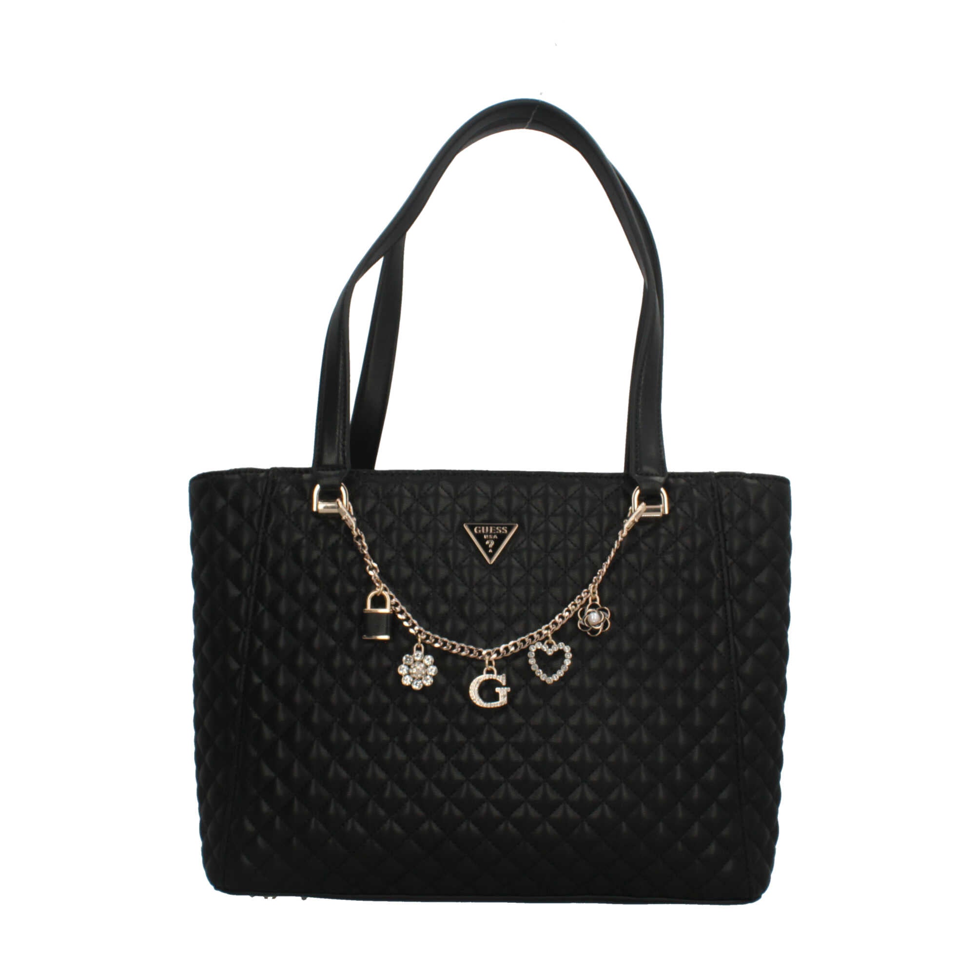 Shopper trapuntata Guess con charm decorativi