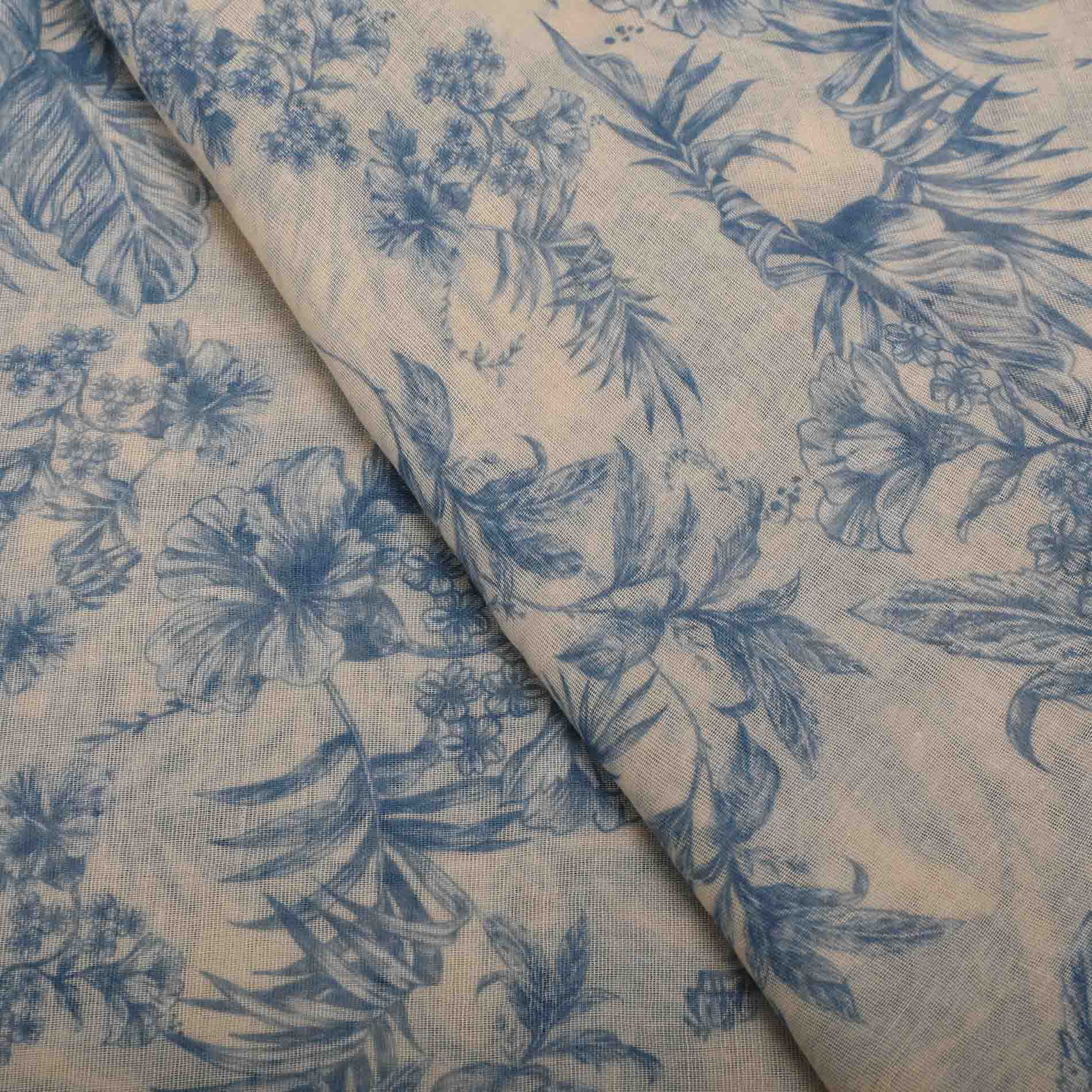 Mimi Mua foulard fantasia Toile de Jouy 180x80 cm Blu TU | Giò Fashion