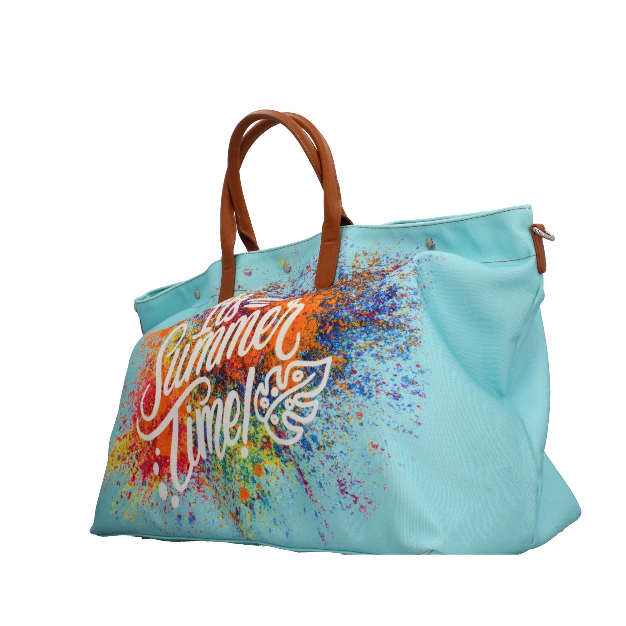 Borsa mare Ynot con stampa spray e manici in ecopelle