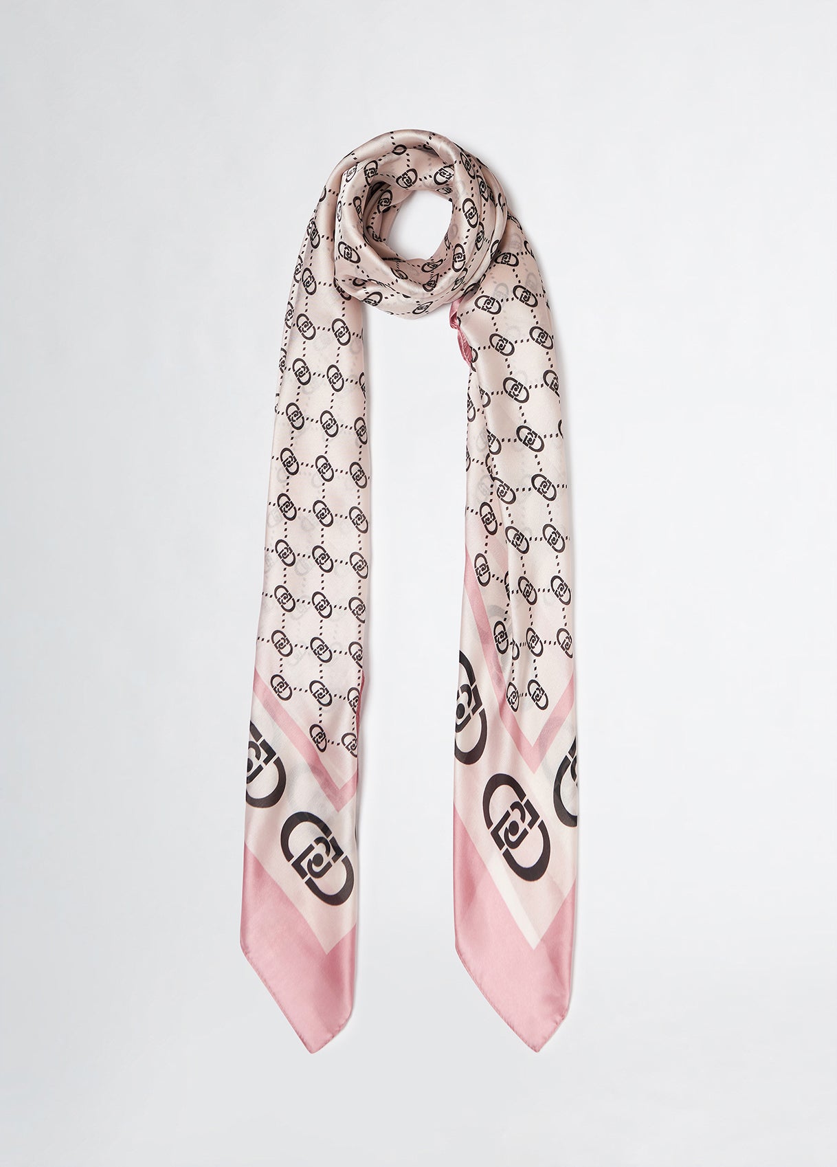 Foulard Donna Liu Jo con Motivo Monogram e Bordo Elegante Rosa TU | Giò Fashion