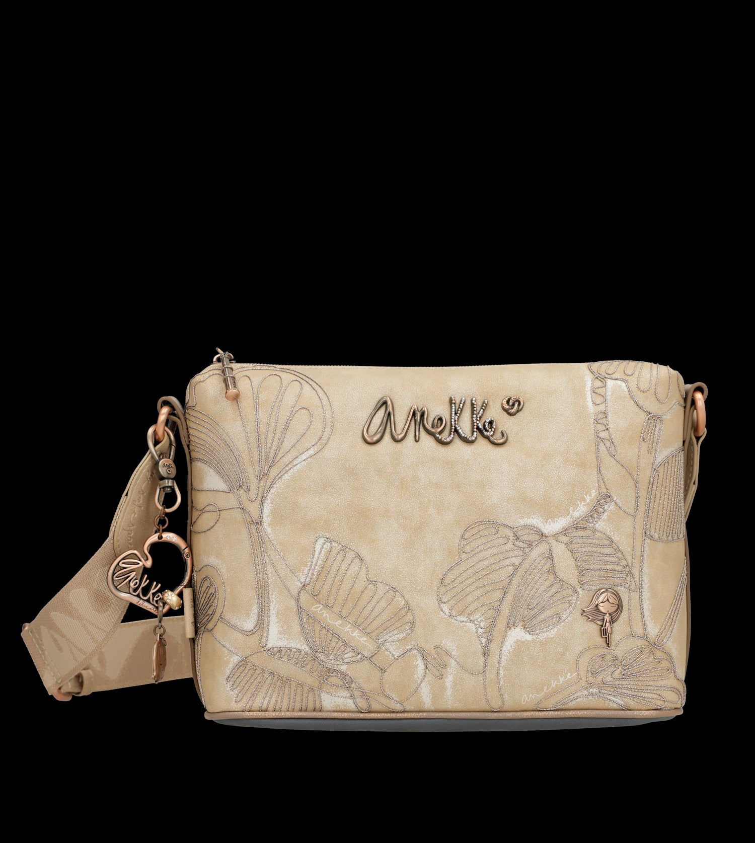 Borsa a tracolla Anekke compatta ed elegante con dettagli floreali