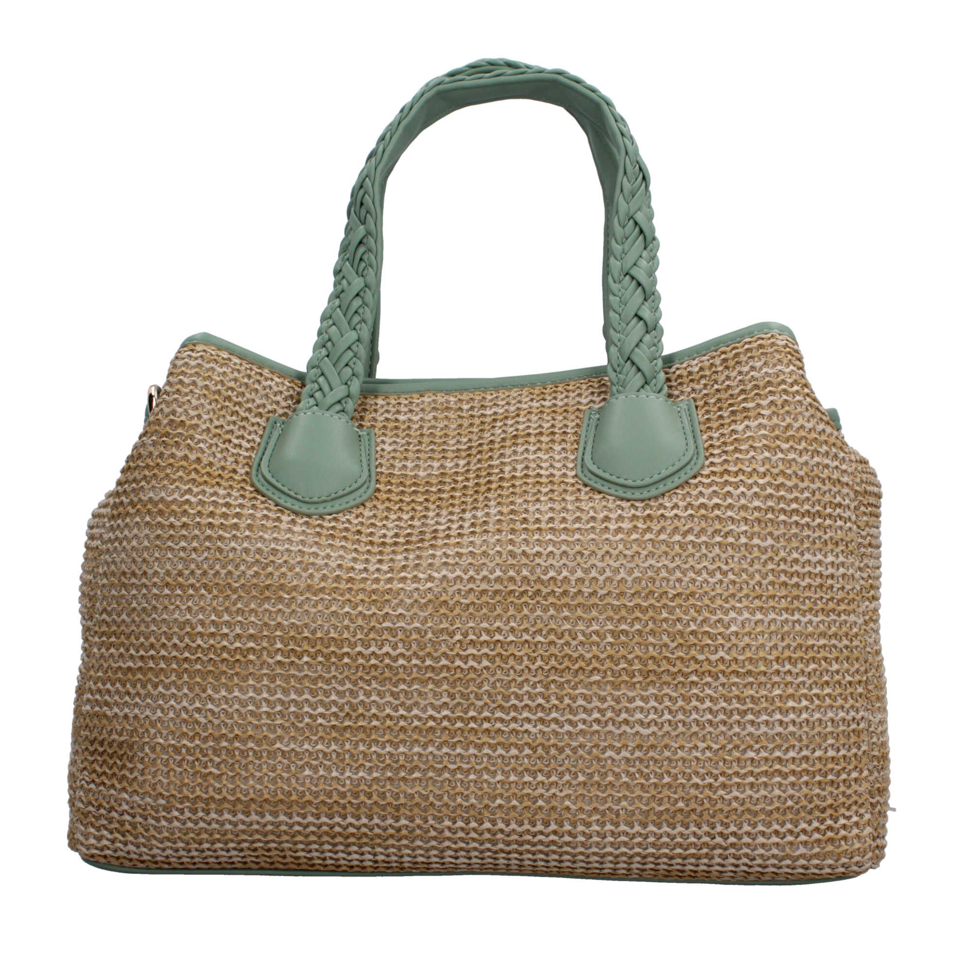 Borsa a mano Kuve in paglia sintetica con manici intrecciati