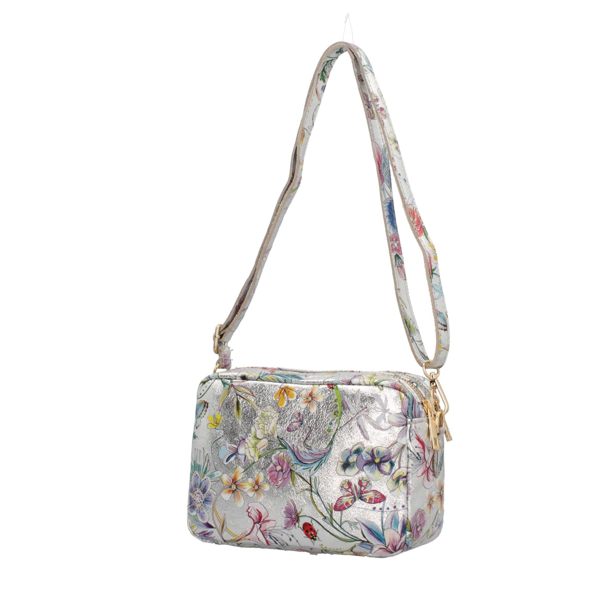 Saponetta Made In Italy in vera pelle con fantasia floreale