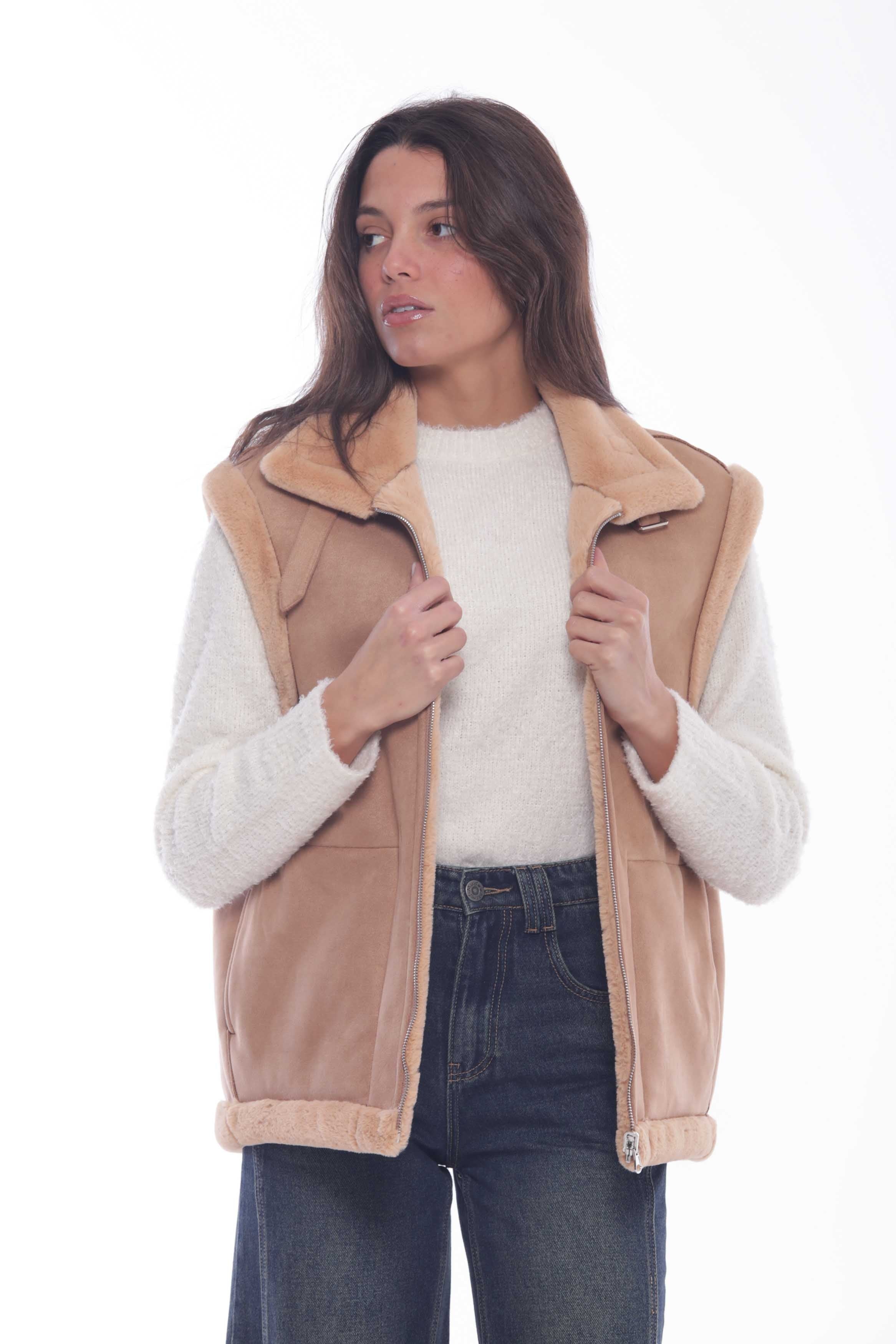 Gilet in ecopelliccia con collo ampio Mimi Mua