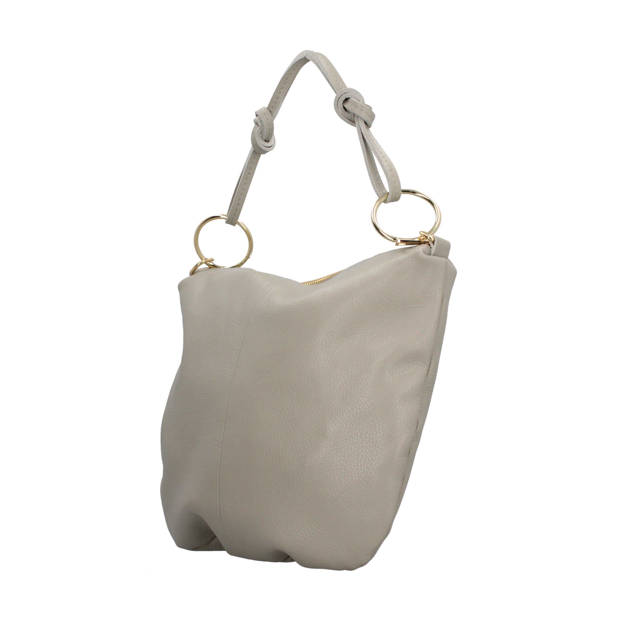 Borsa a spalla in pelle Made in Italy con manico ad anelli