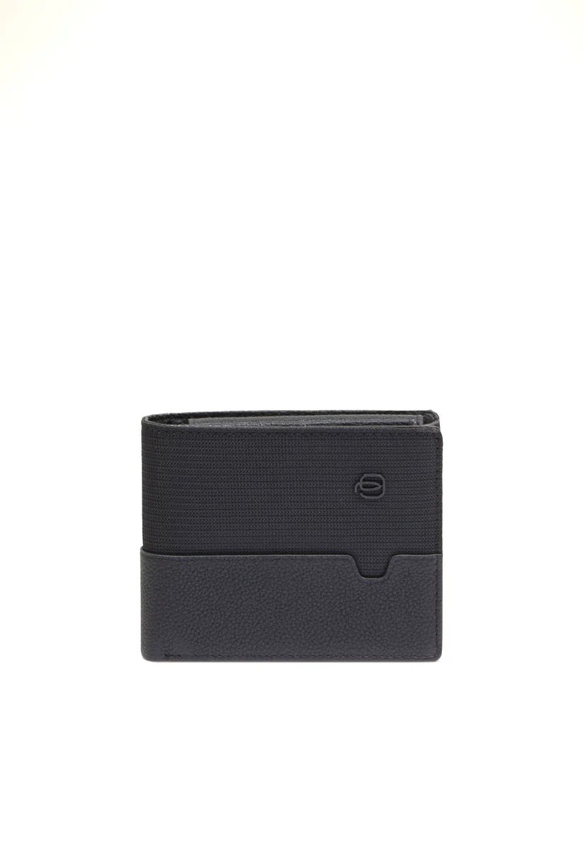 Portafoglio Piquadro in pelle e tessuto con portacarte