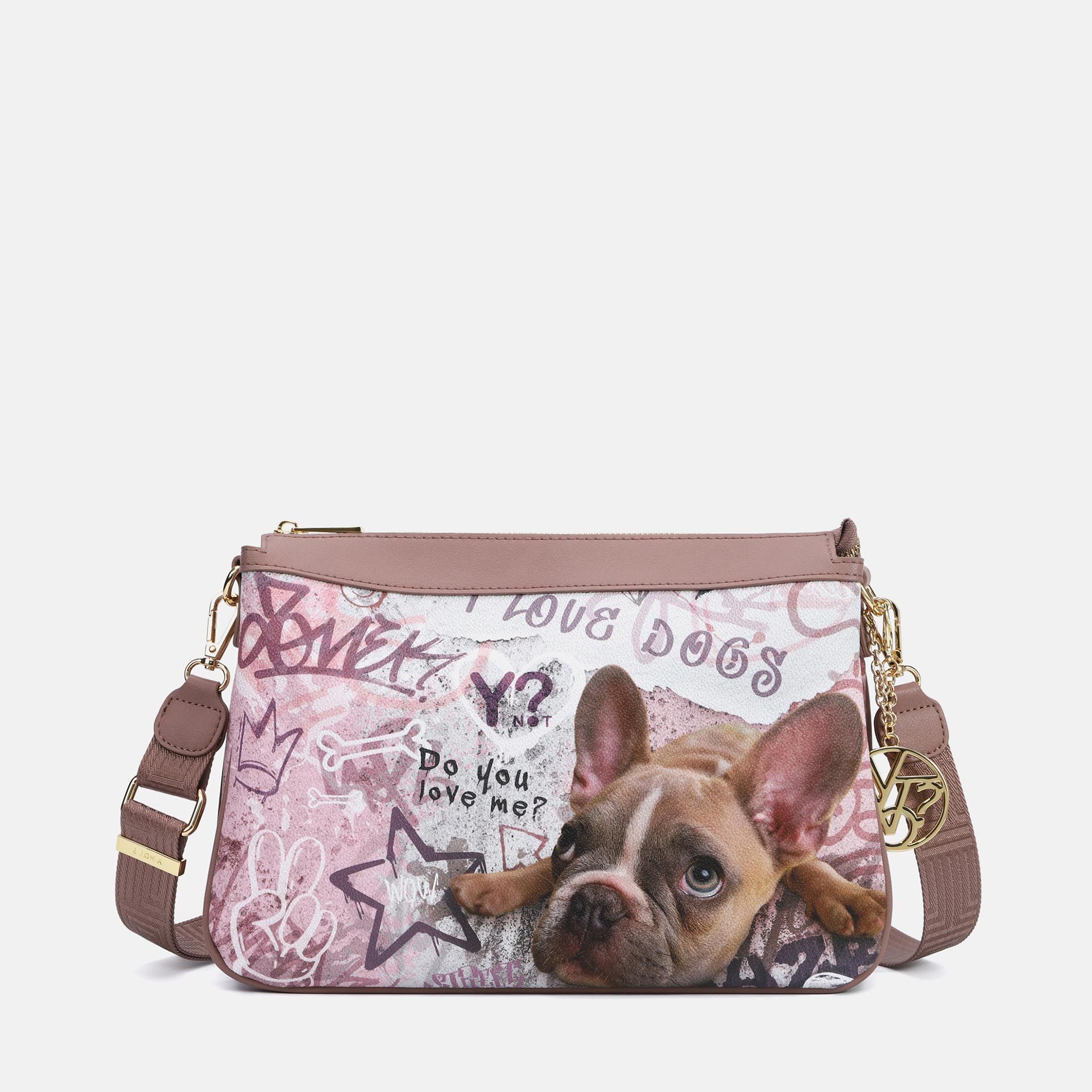 Borsa a tracolla YNot con grafica divertente e tracolla regolabile DOG TU | Giò Fashion