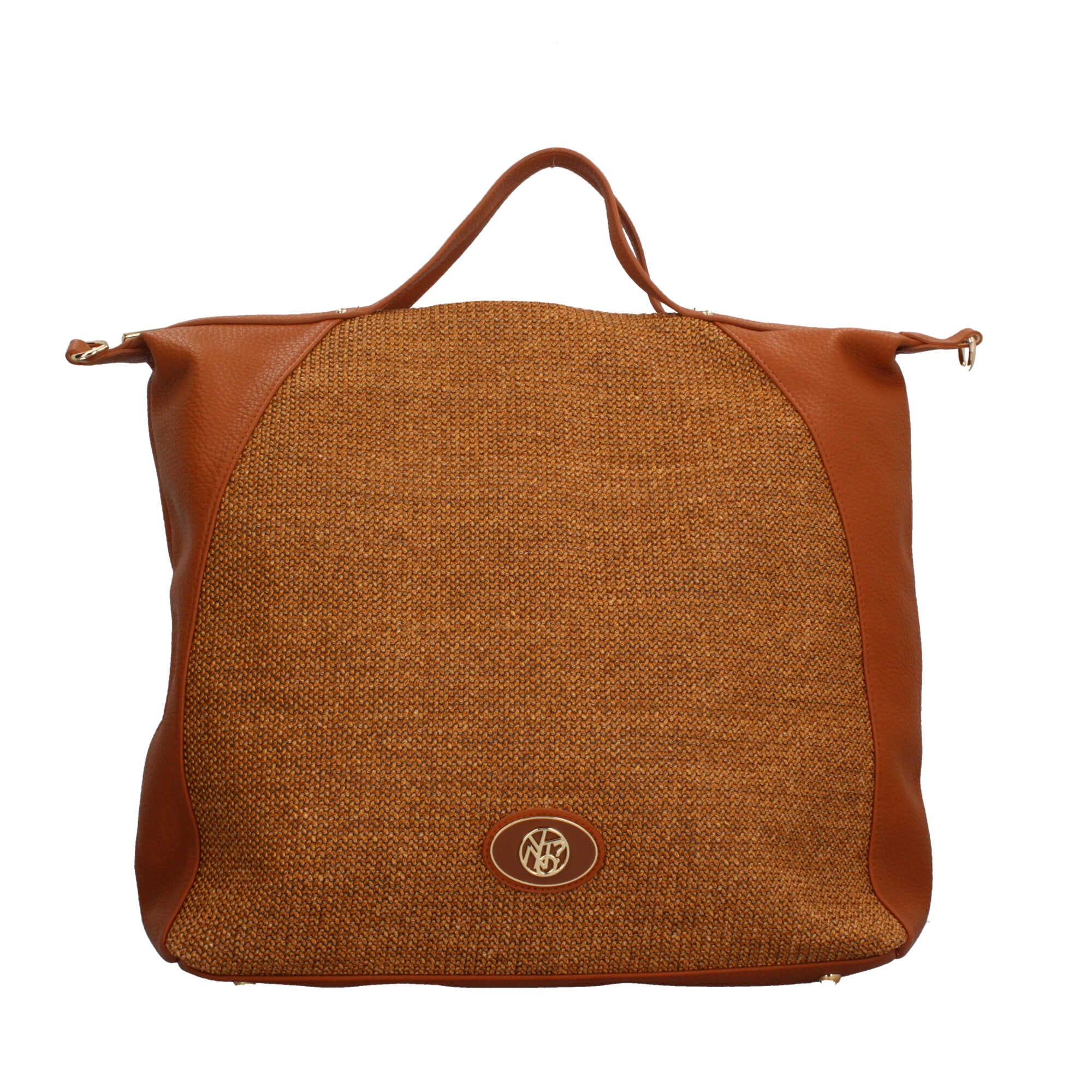 Borsa donna YNot maxi in rafia con doppi manici e tracolla