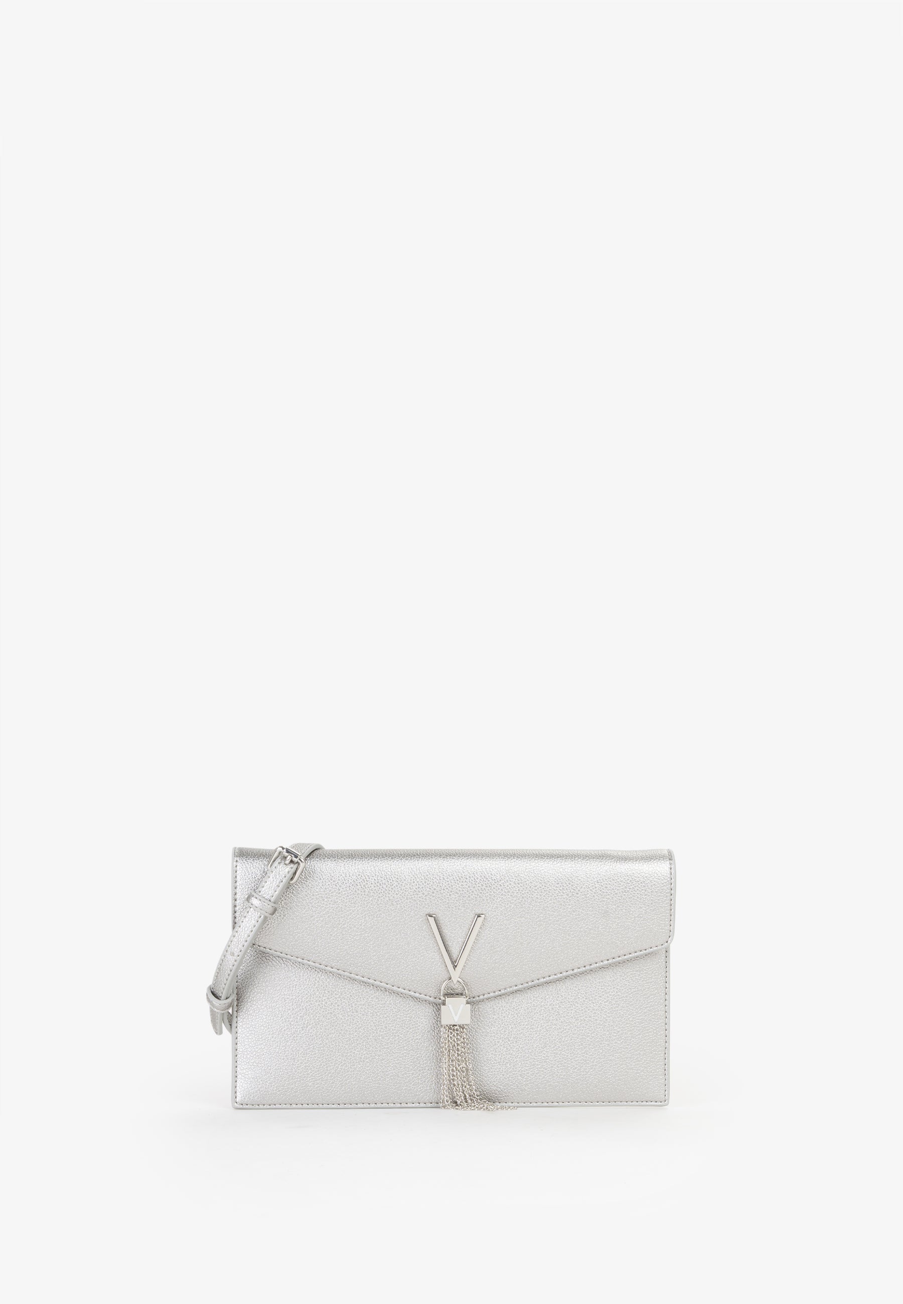 Borsa a tracolla donna Mario Valentino con chiusura a patta e dettaglio V con catena Argento TU | Giò Fashion