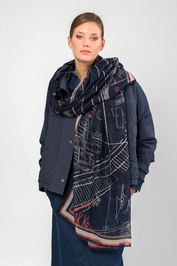 Sciarpa Anekke donna rettangolare con fantasia astratta