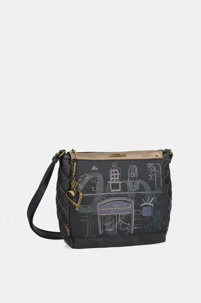 Borsa a tracolla Anekke con design urbano e dettagli artistici