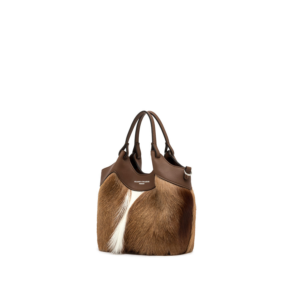 Gianni Chiarini Borsa Hobo in Pelle con Inserti Pelliccia