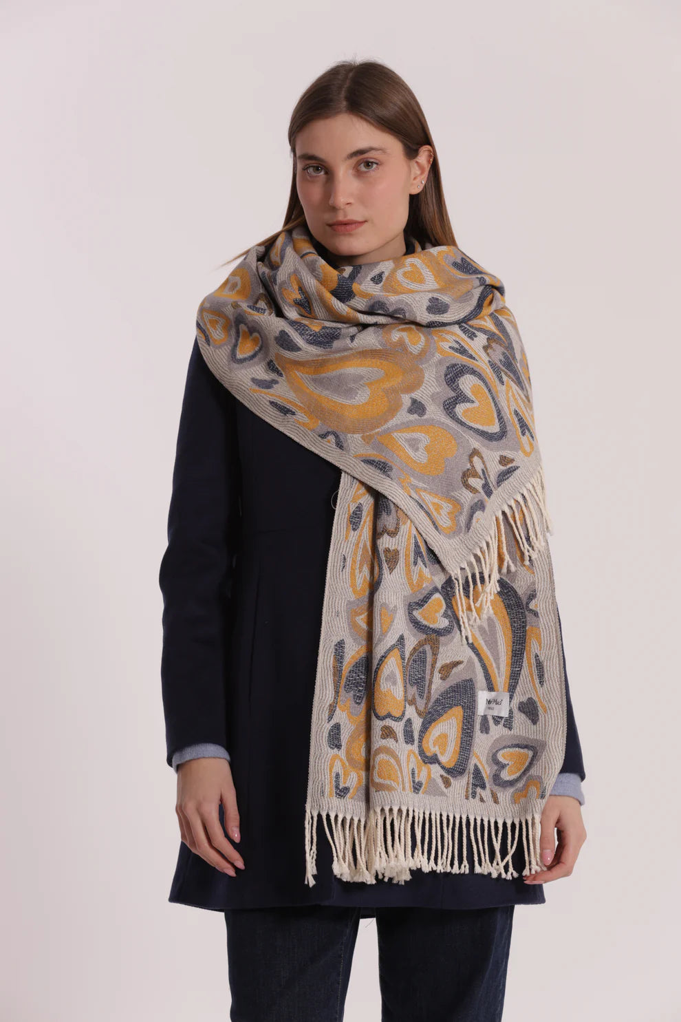 Sciarpa donna Mimi Mua con frange e fantasia romantica