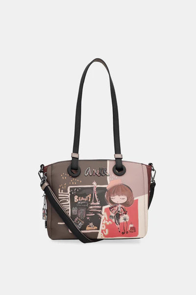 Borsa shopping Anekke con doppio manico e stampa creativa