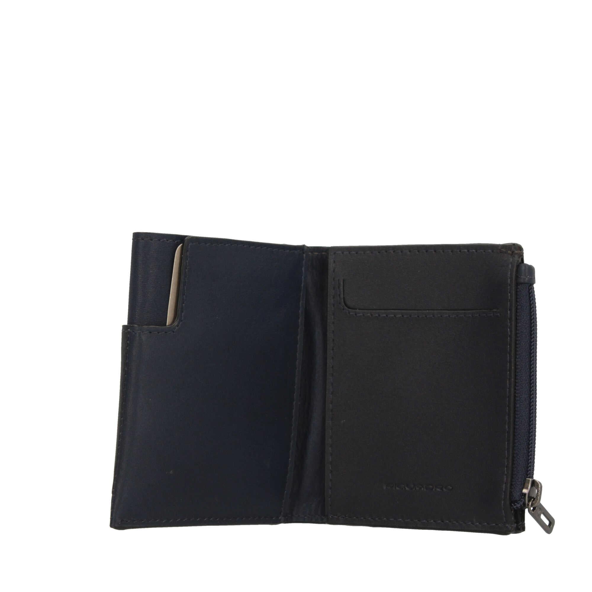 Piquadro Portacarte in pelle con porta spicci