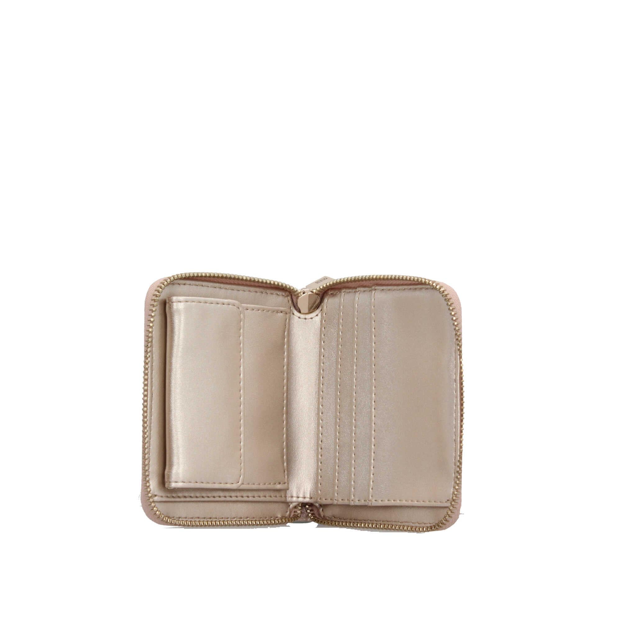 Portafoglio Guess compatto con stampa logata e chiusura zip