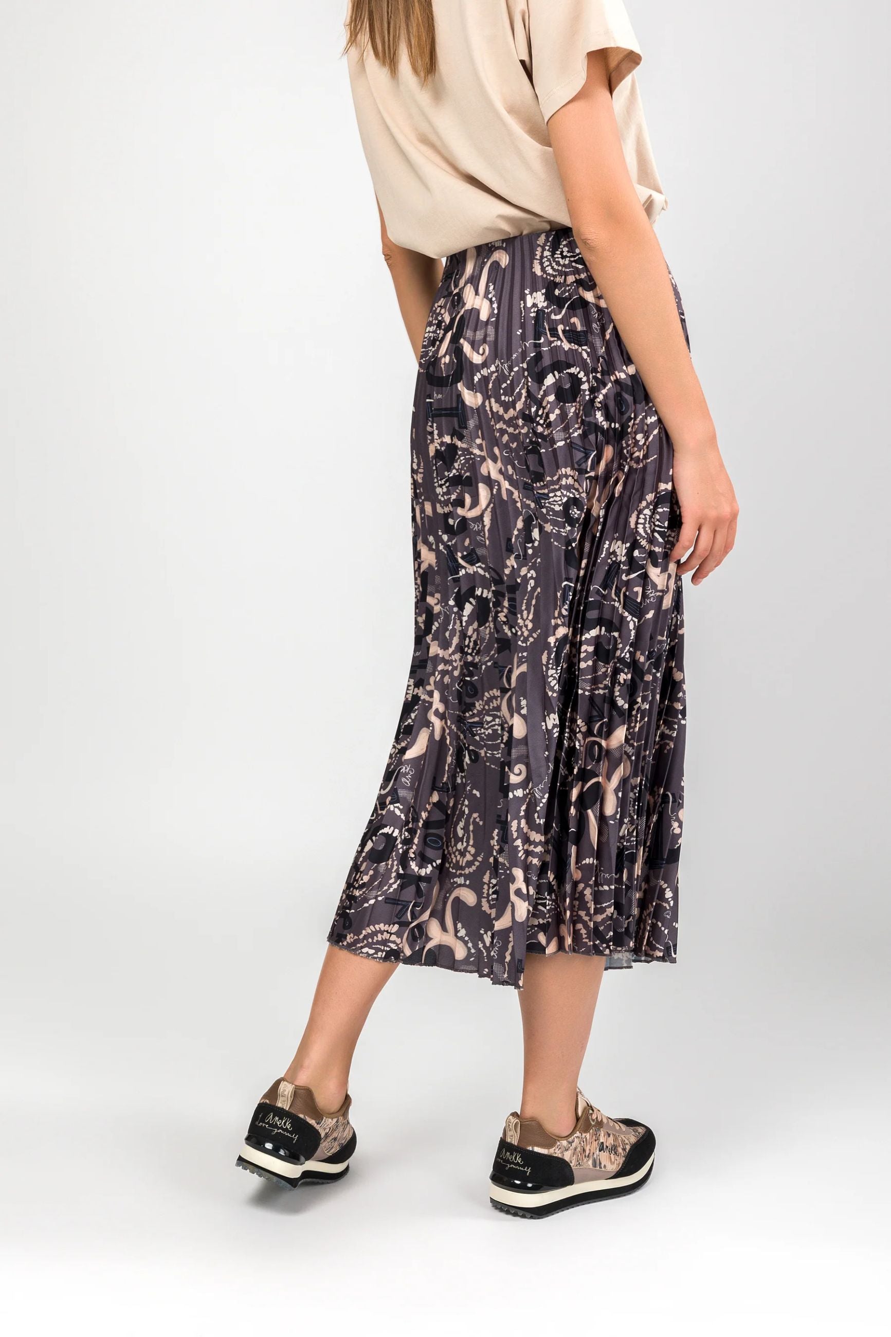 Gonna midi plissé donna fantasia elegante