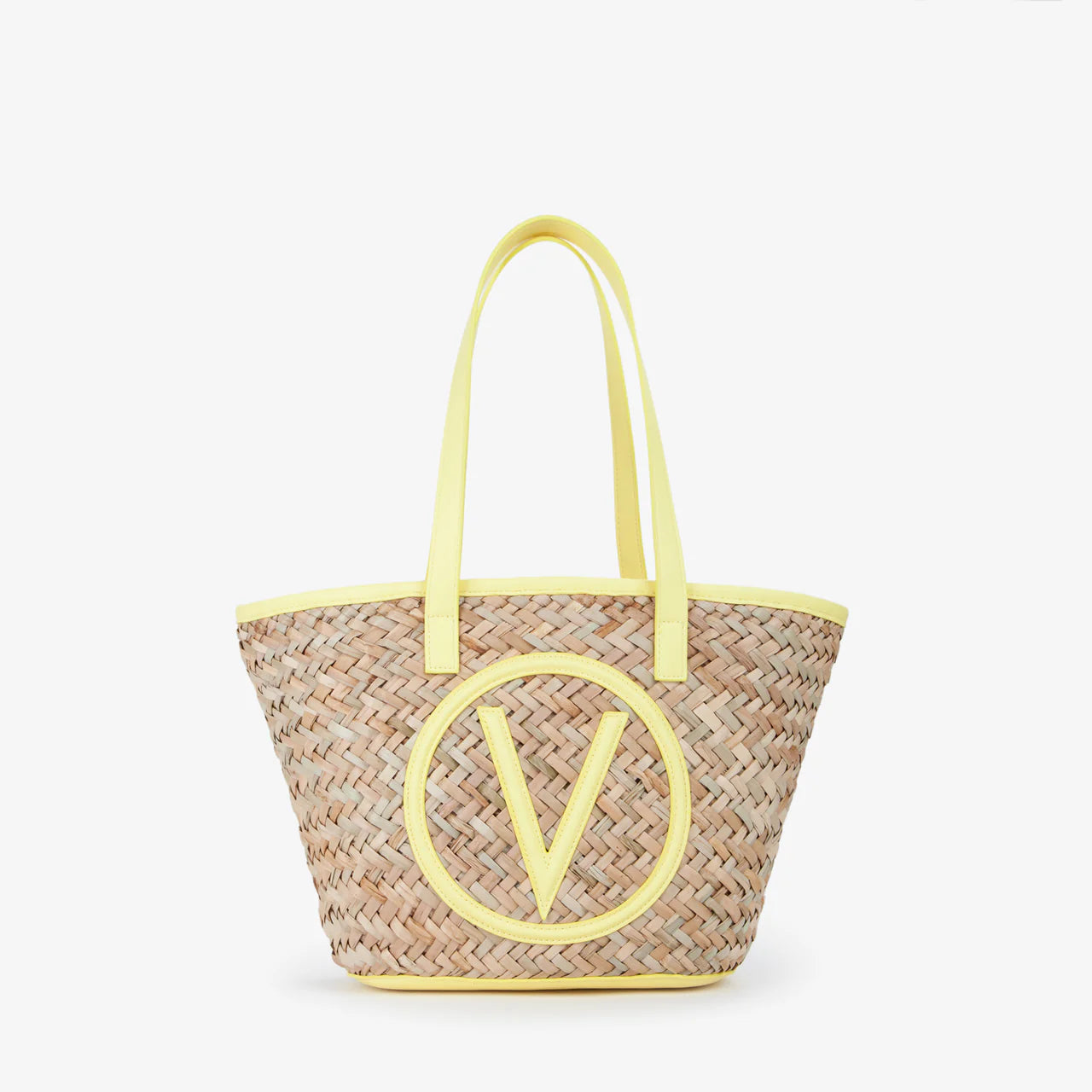 Shopping Valentino Samuela in paglia con manici lunghi Giallo TU | Giò Fashion