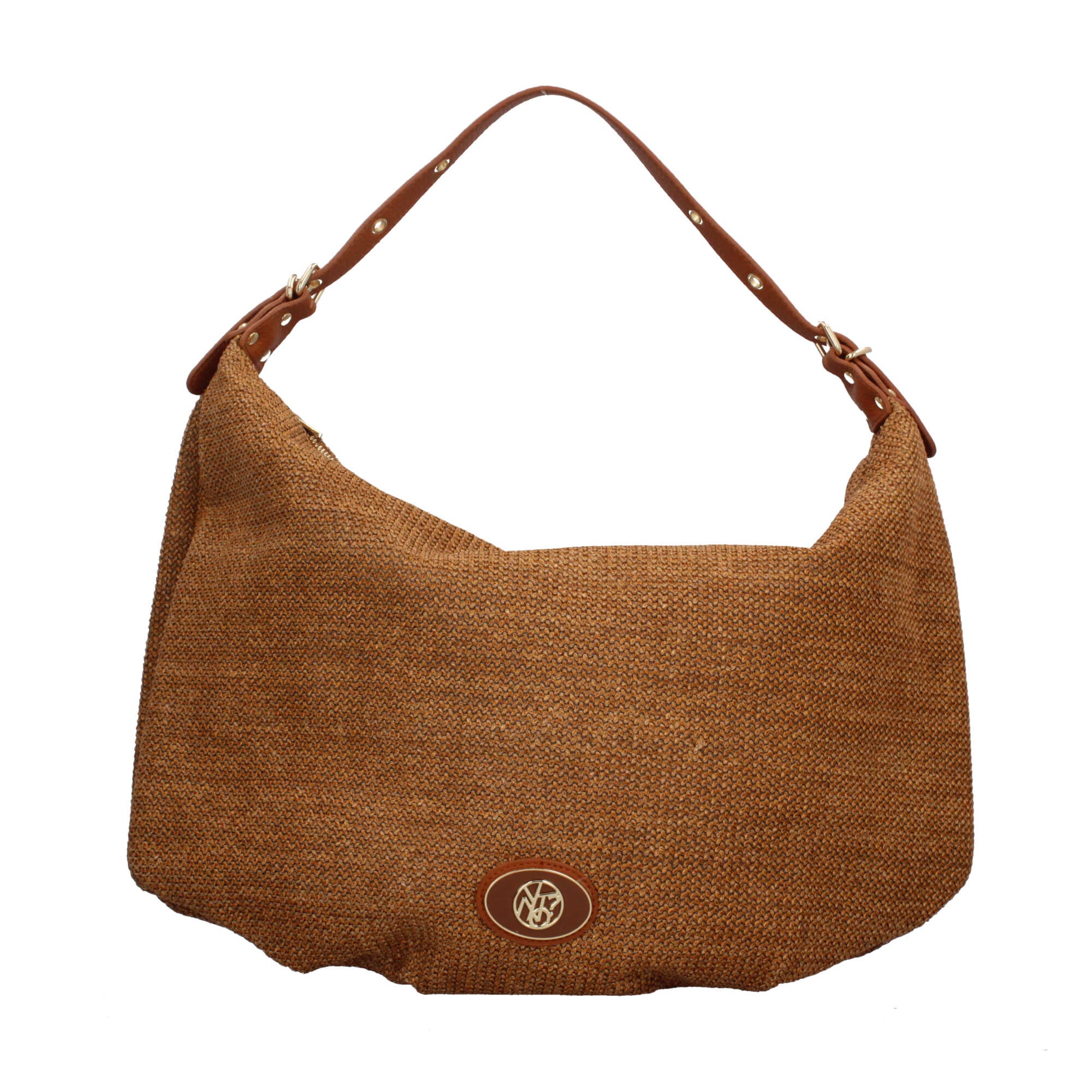 Borsa donna YNot in rafia con manico a spalla e zip