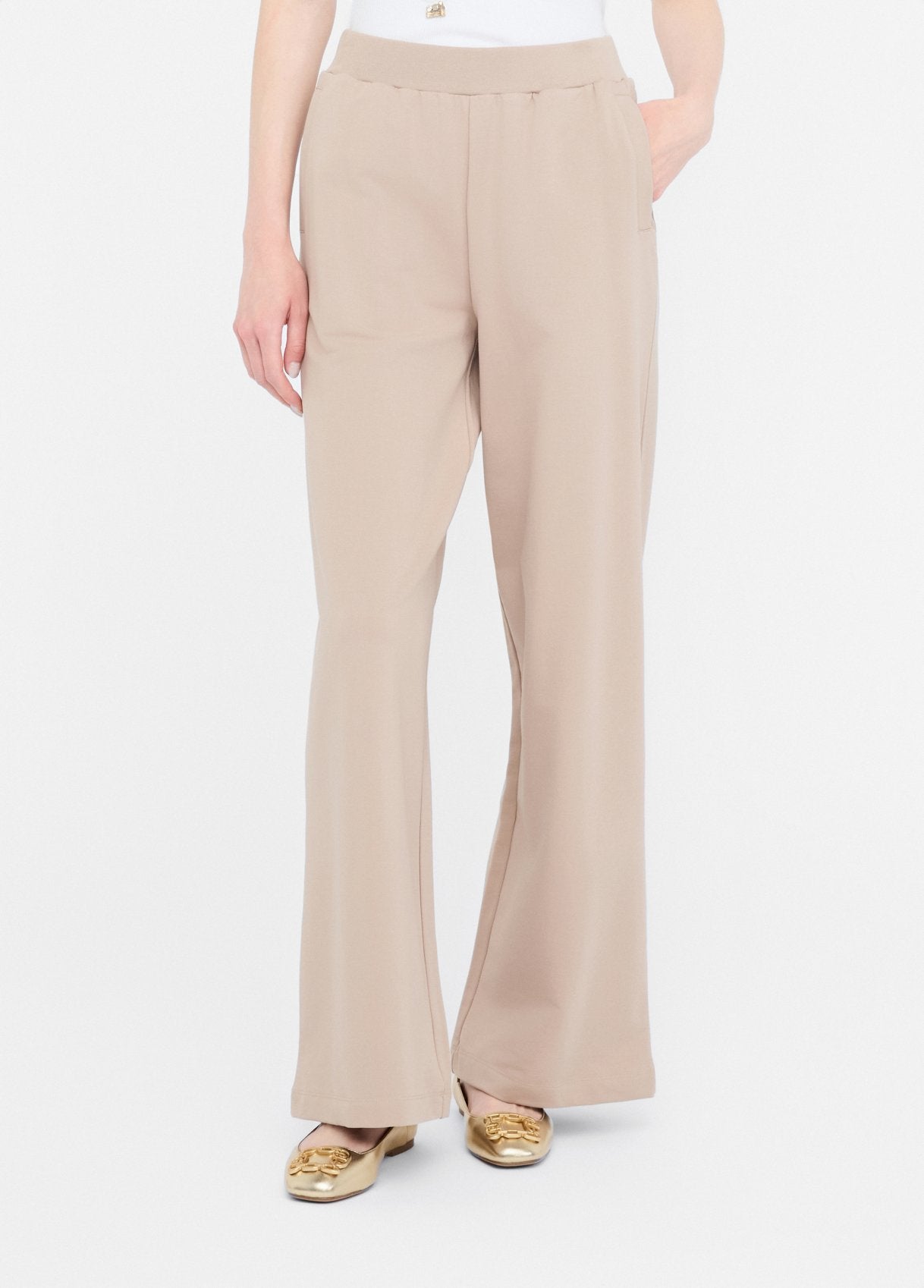 Pantaloni ampi Liu Jo in tessuto fluido Beige L | Giò Fashion