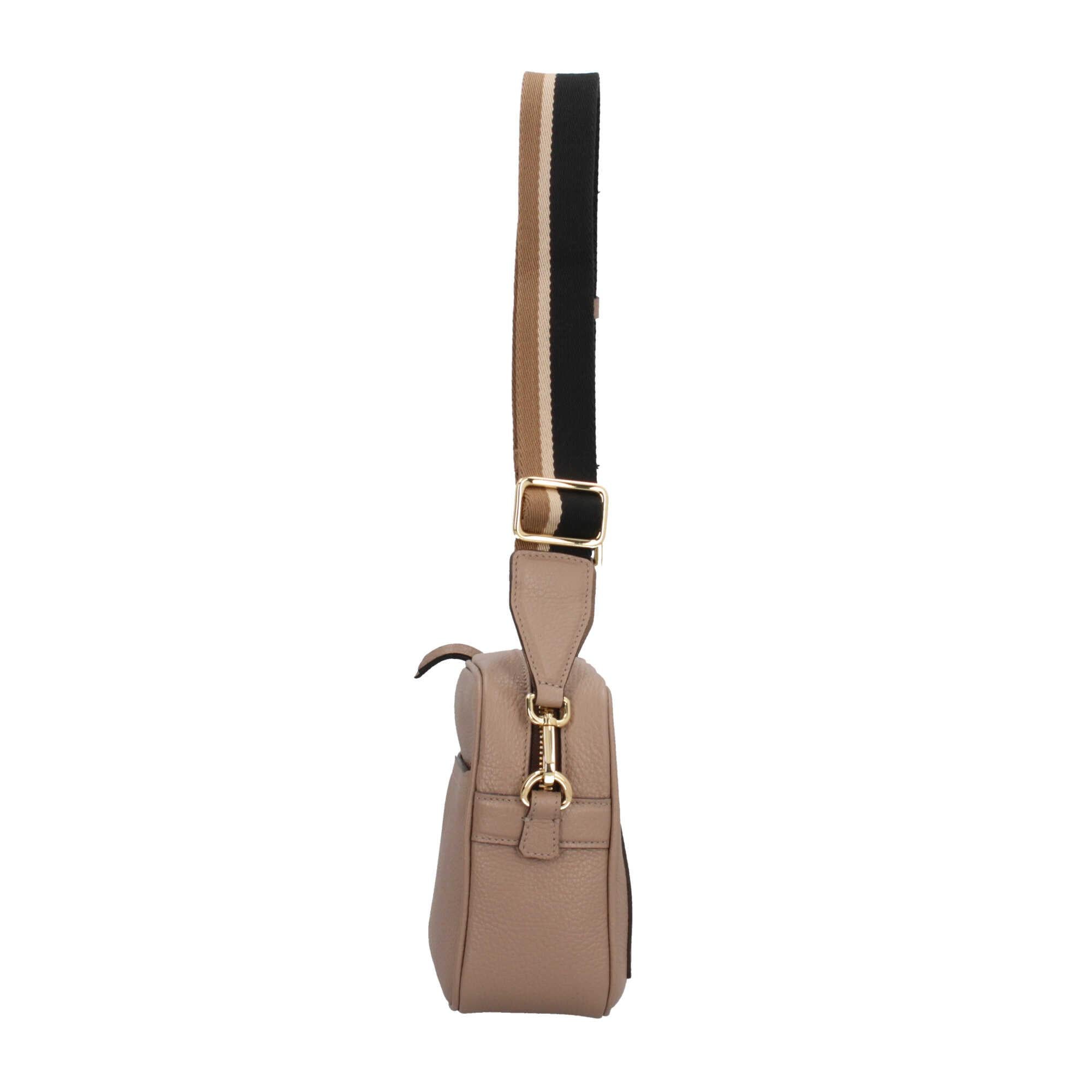 Gianni Chiarini Sporty Chic - Borsa a Tracolla in Pelle Grana con Tracolla a Contrasto