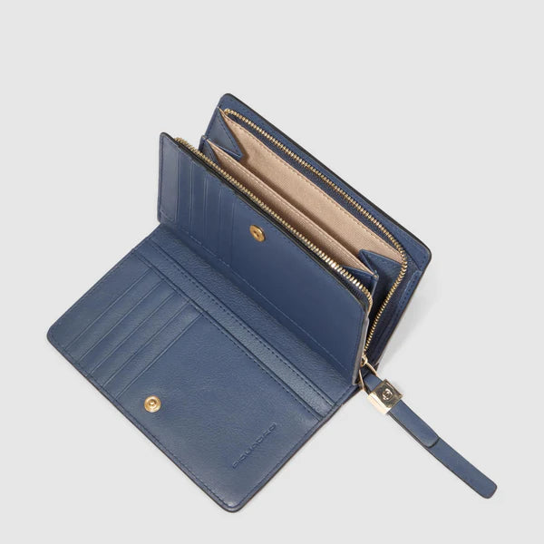 Portafoglio compatto Piquadro in pelle con scomparti organizzati