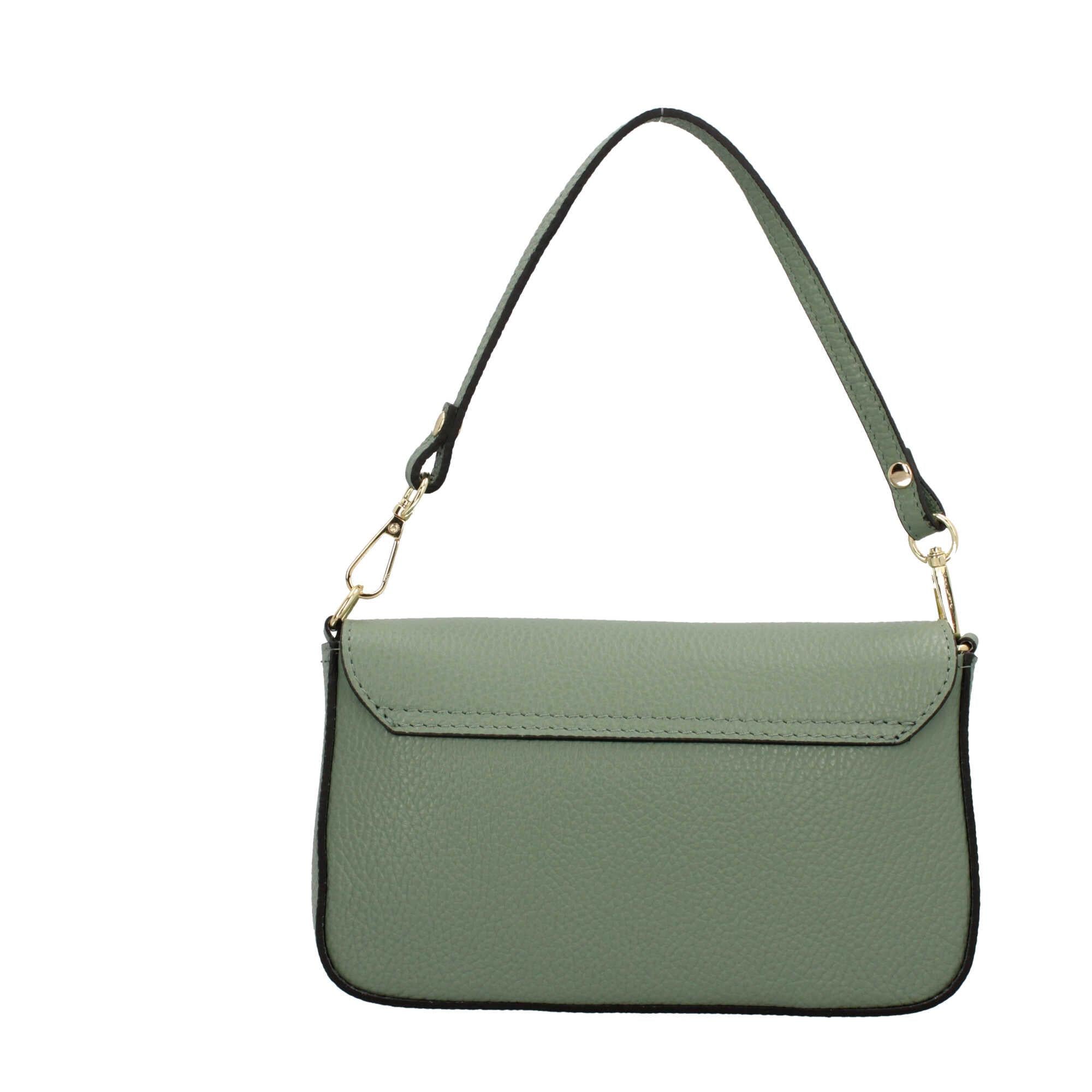 Borsa a spalla con chiusura con bottoncino in vera pelle