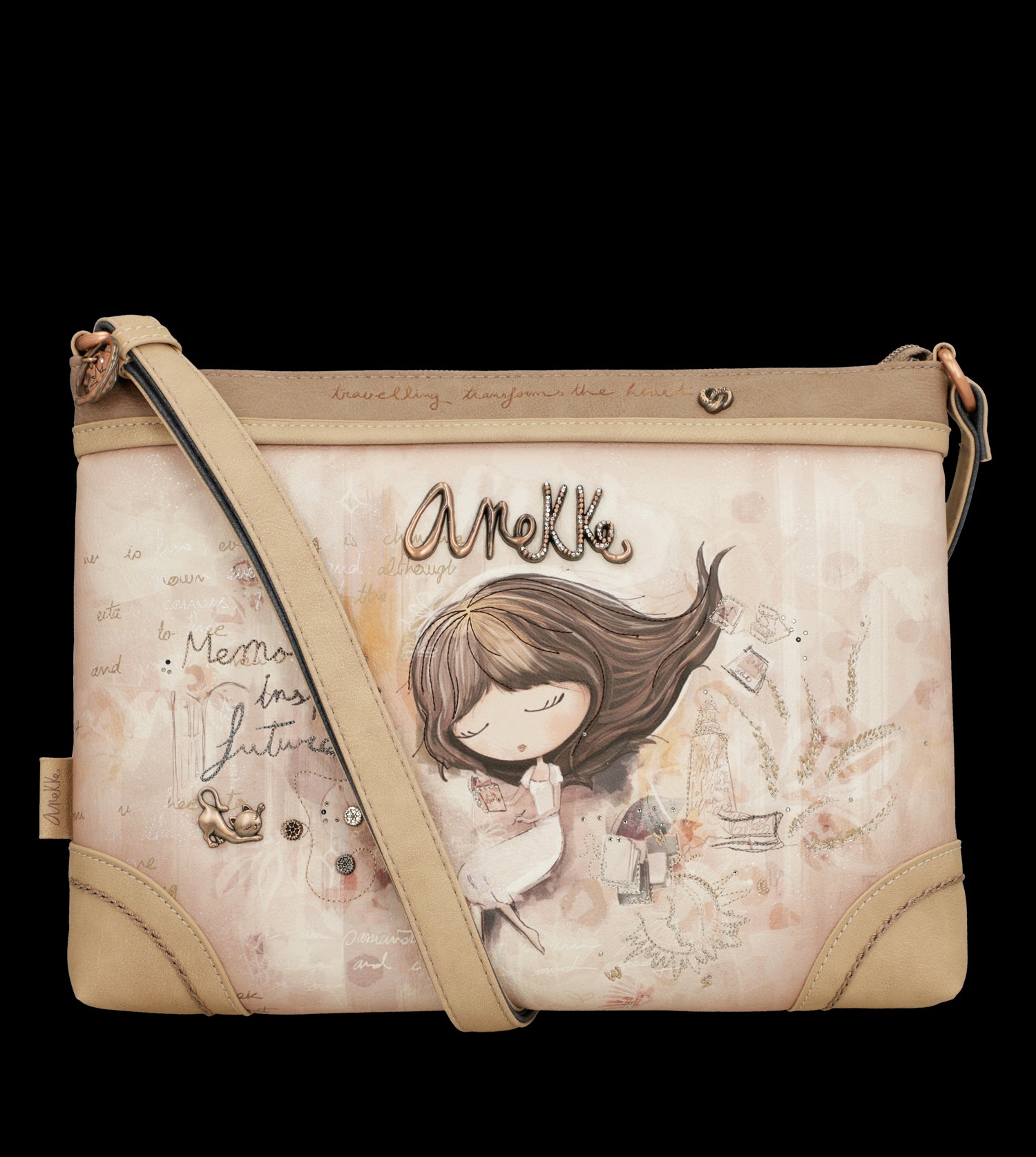 Borsa a tracolla Anekke sottile ed elegante con illustrazione esclusiva
