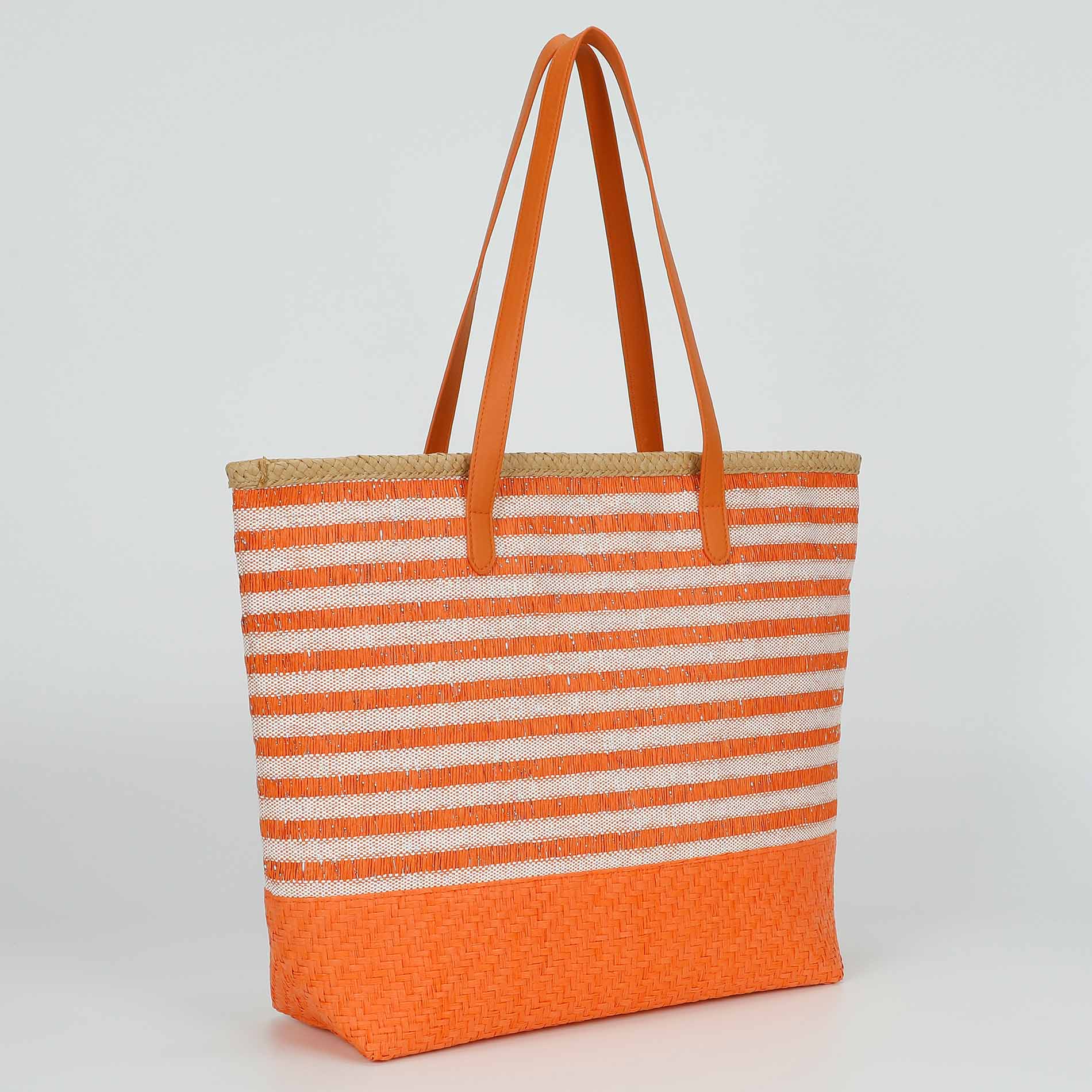 Borsa Mimi Mua in paglia intrecciata con manici lunghi