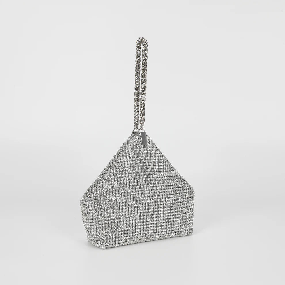 Borsa da sera donna Mimi Mua con strass e manico a catena