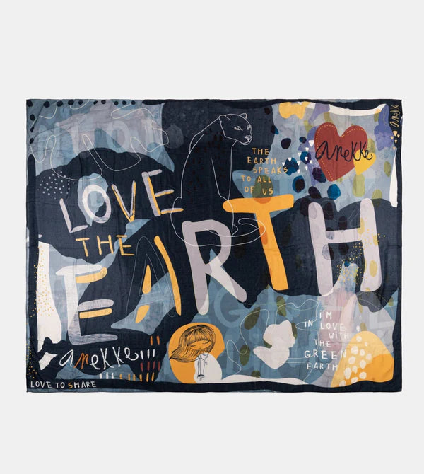 Sciarpa Anekke Love The Earth con stampa artistica BLU TU | Giò Fashion