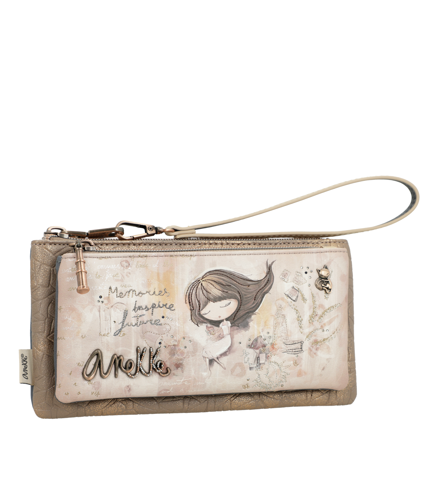 Pochette Anekke elegante e pratica con cinturino da polso Beige TU | Giò Fashion