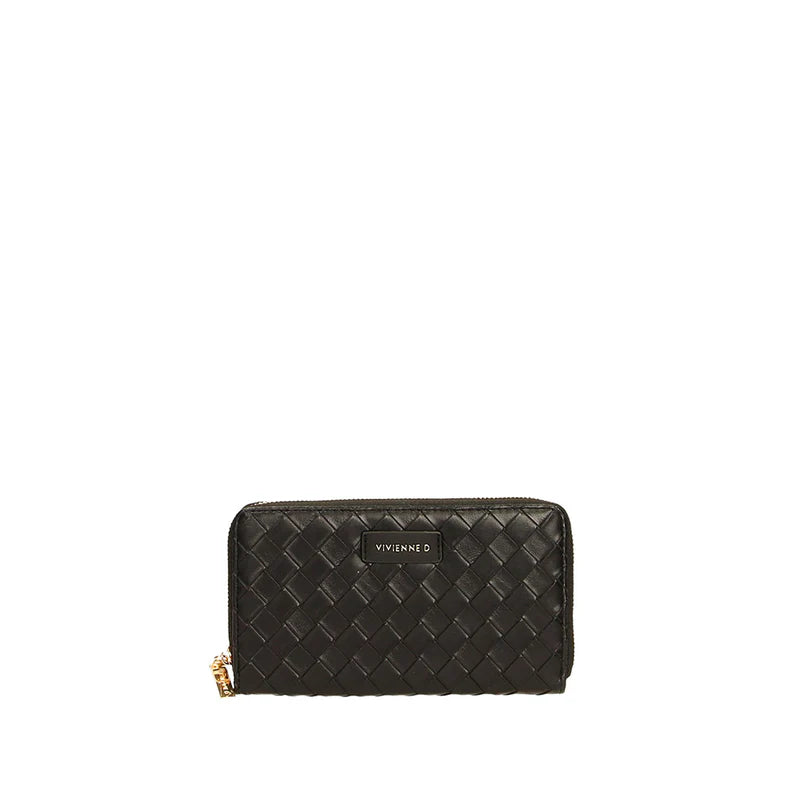 Portafoglio Vivienne D donna grande con zip design elegante trapuntato Nero TU | Giò Fashion