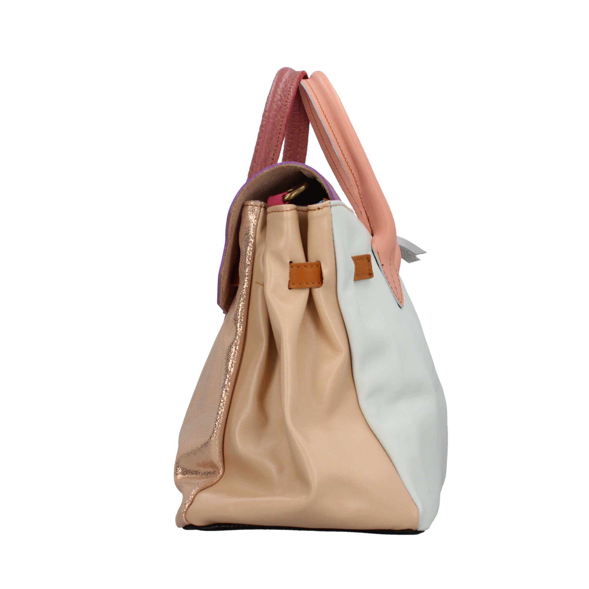 Borsa a mano elegante con design multicolore e chiusura twist