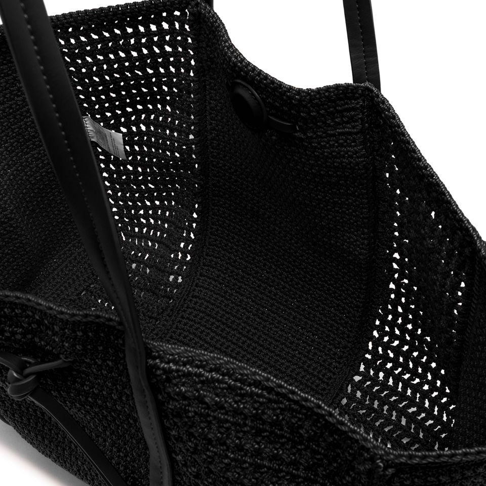 Shopping bag Gianni Chiarini in tessuto uncinetto con dettagli in pelle
