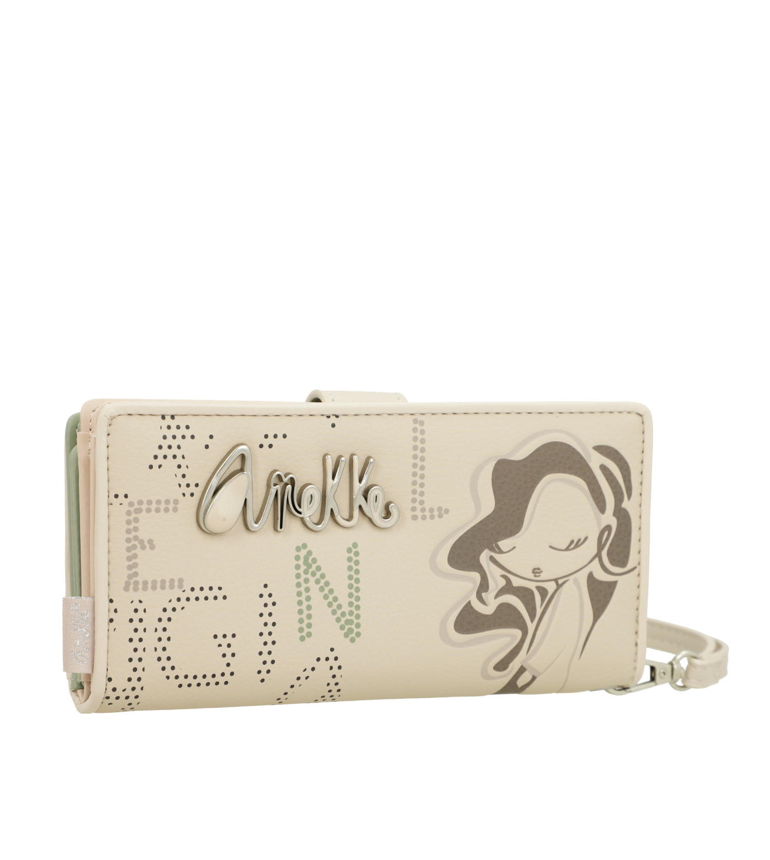 Portafoglio Anekke con dettagli traforati e chiusura con zip Beige TU | Giò Fashion