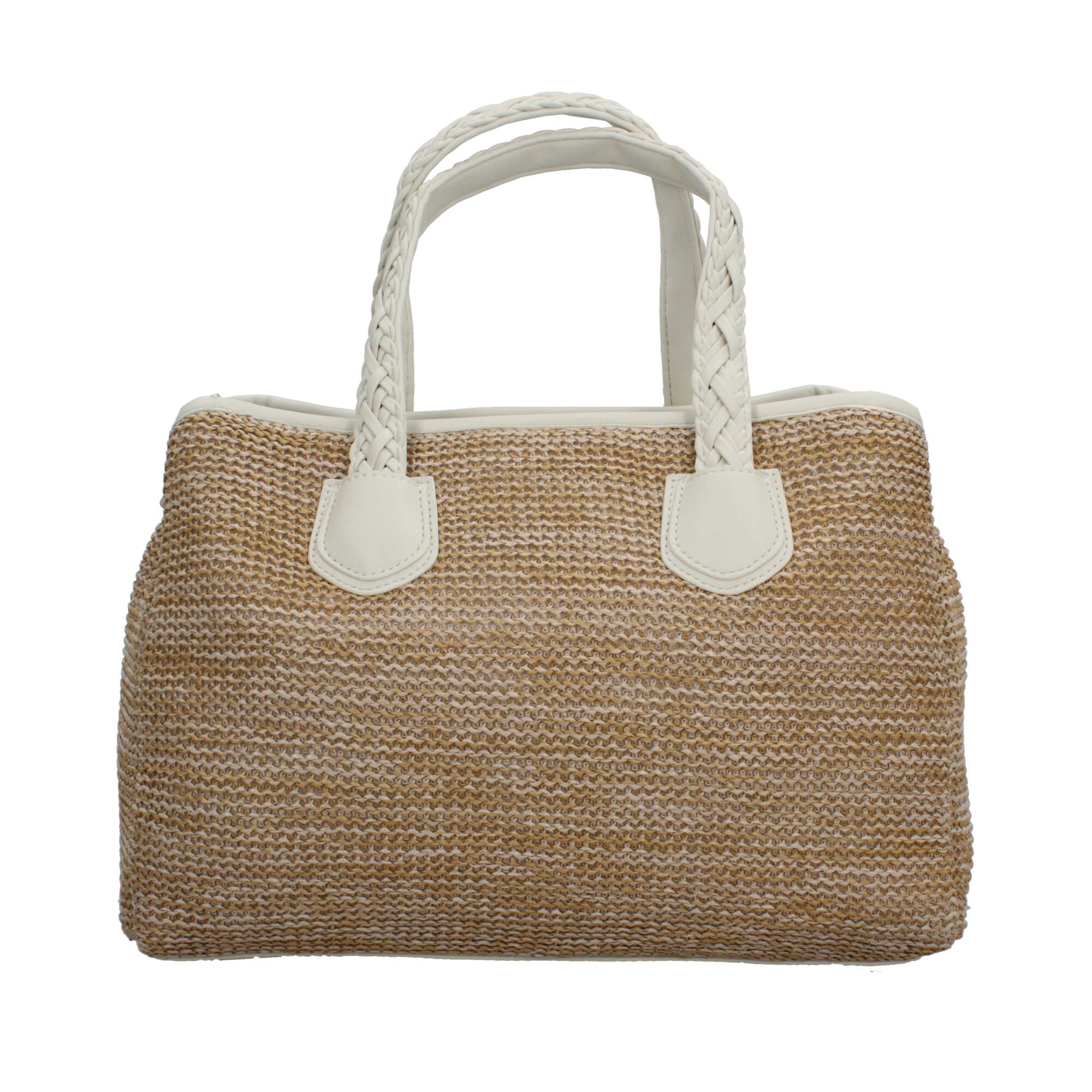 Borsa a mano Kuve in paglia sintetica con manici intrecciati