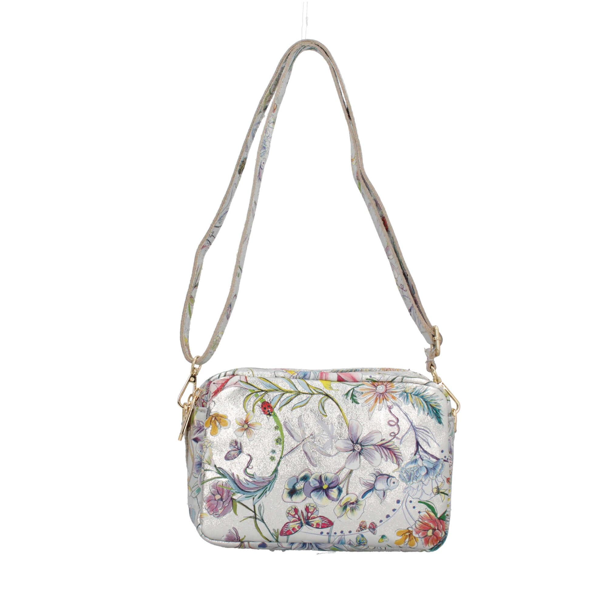 Saponetta Made In Italy in vera pelle con fantasia floreale