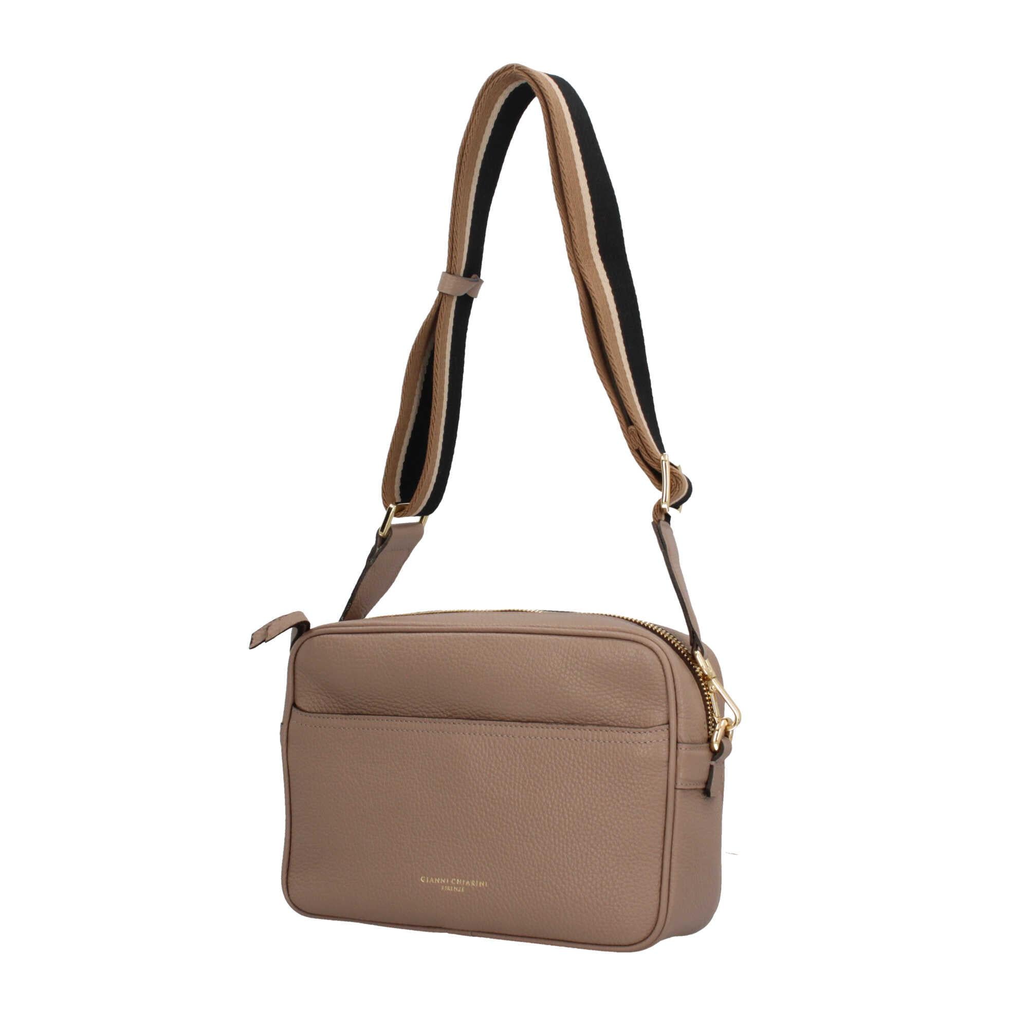 Gianni Chiarini Sporty Chic - Borsa a Tracolla in Pelle Grana con Tracolla a Contrasto