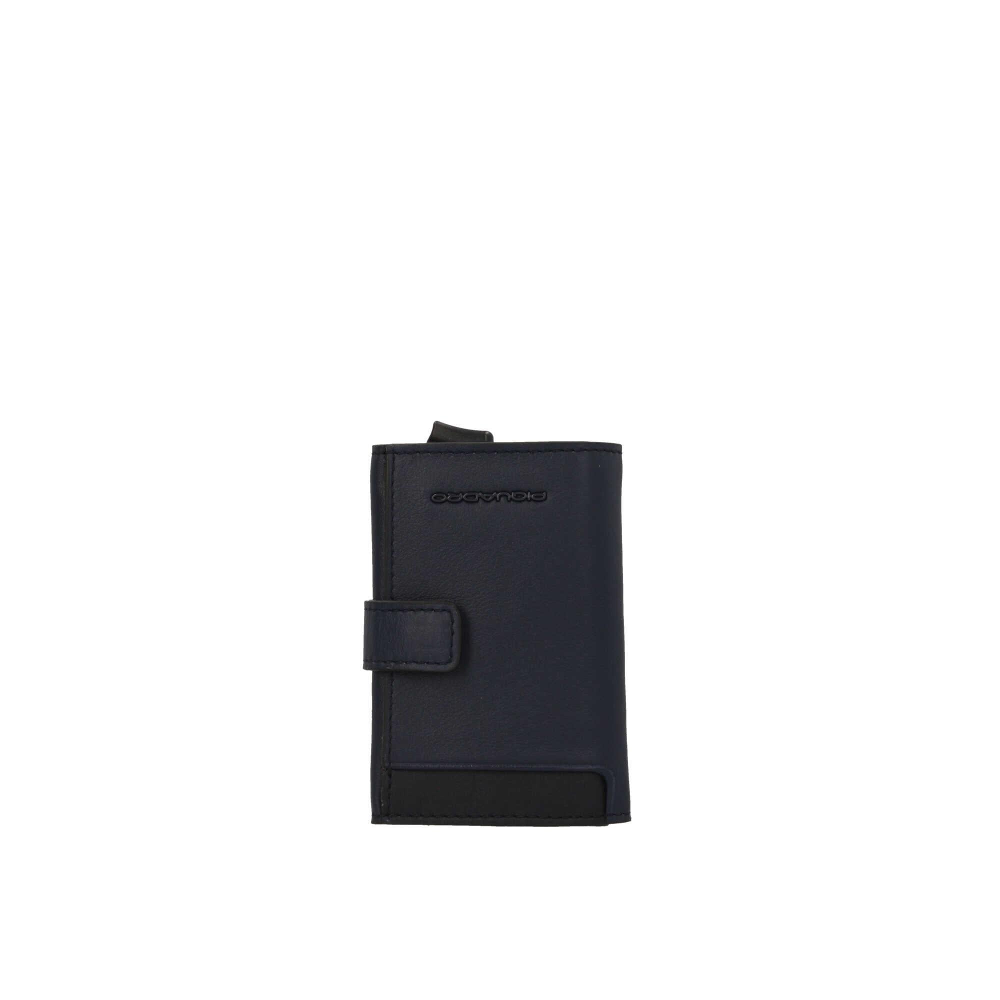 Porta carte di credito Piquadro in metallo e pelle singolo
