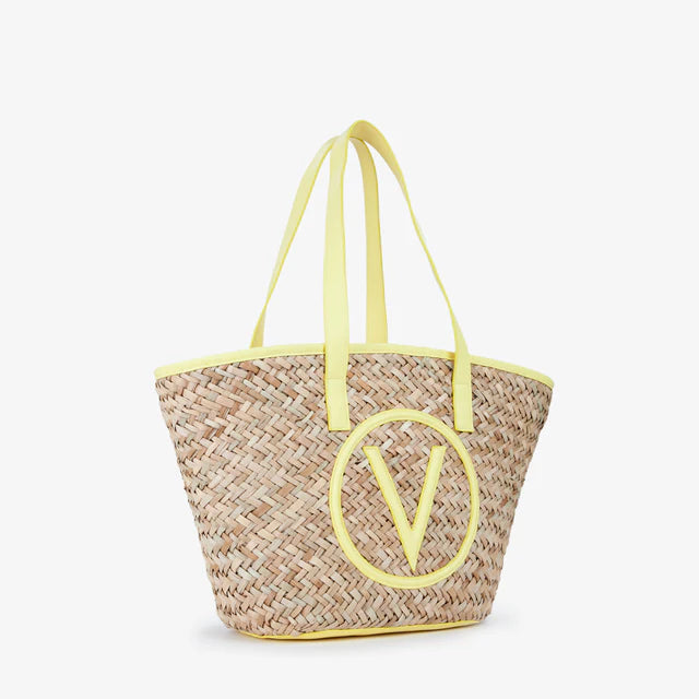 Borsa shopping Valentino in paglia con logo frontale