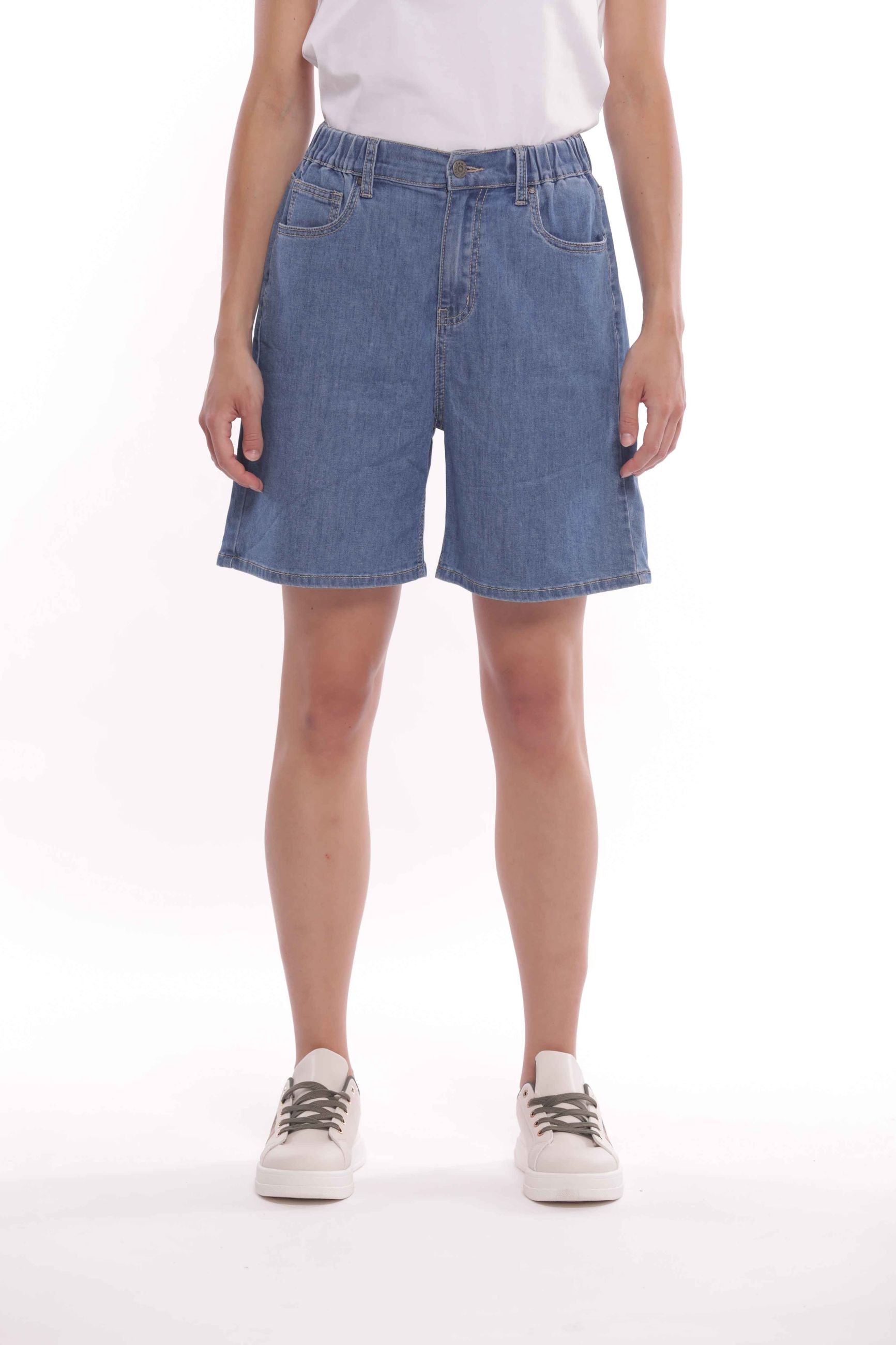 Mimi Mua Pantaloncini in Denim Chambray